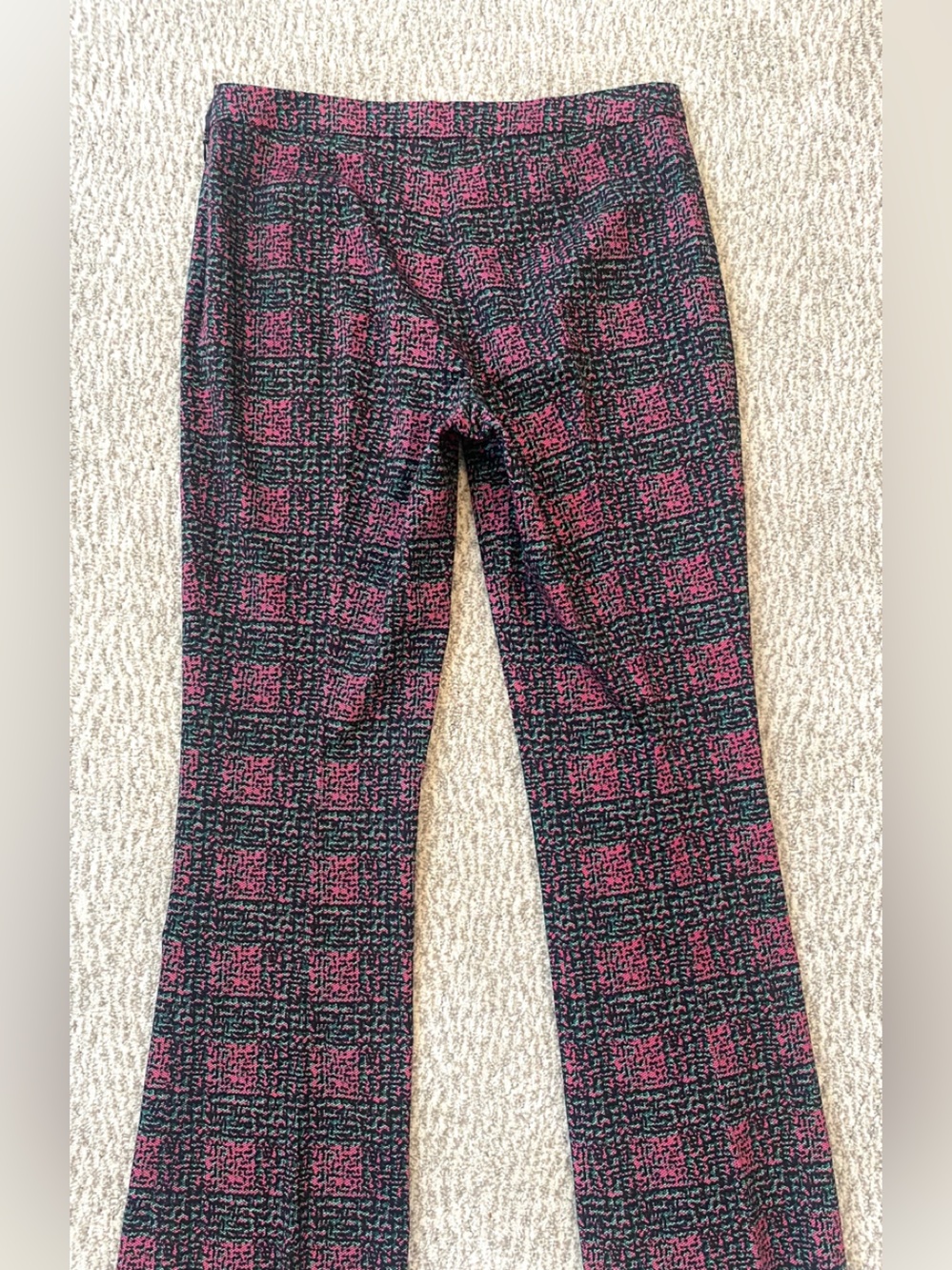 Prada Black & Pink Plaid Straight-Leg Pants Italian Made Designer Rare Size 4/6 - Picture 4 of 9